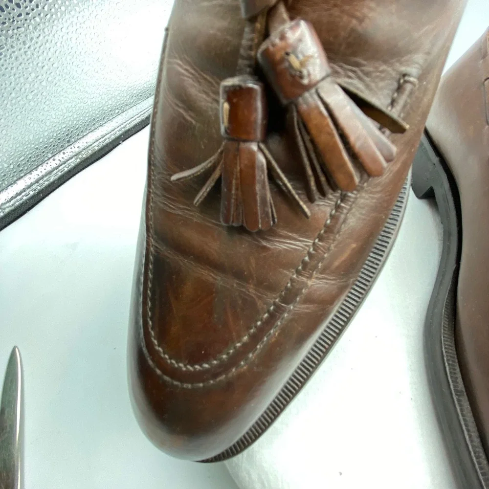 To Boot New York Mens 12 Tassel Loafers Brown Leather Adam Derrick Italy 127